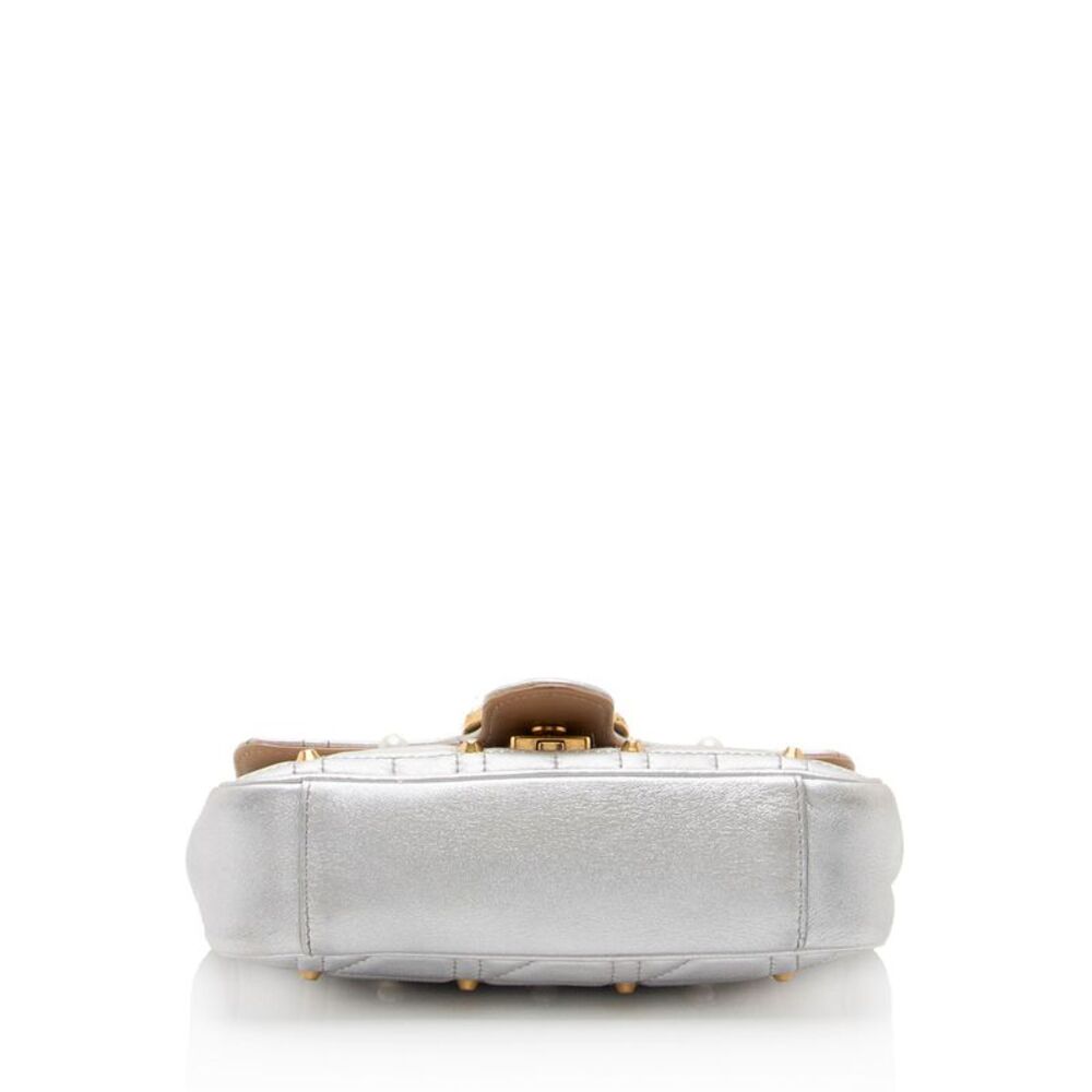 Gucci Metallic Matelasse Leather Pearl GG Marmont Mini Flap Bag - FINAL SALE - Picture 4 of 15